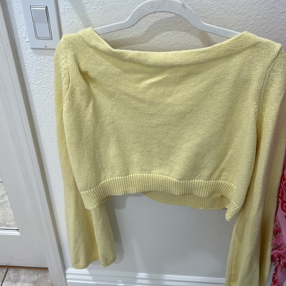 NEW Lovers + Friends Cropped Sweater in Pastel Yellow - Picture 8 of 8